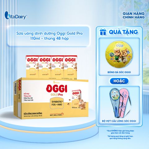  [THÙNG 48 HỘP] Sữa uống dinh dưỡng Oggi Gold Pro- hỗ trợ tối ưu hấp thu, hỗ trợ tăng cân - Hộp 110ml 