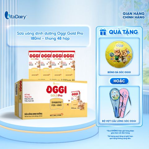  [THÙNG 48 HỘP] Sữa uống dinh dưỡng Oggi Gold Pro - hỗ trợ tối ưu hấp thu, hỗ trợ tăng cân - Hộp 180ml 