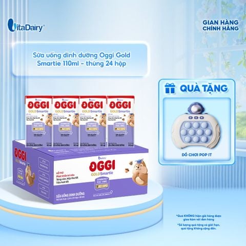  [THÙNG 24 HỘP] Sữa uống dinh dưỡng Oggi Gold Smartie phát triển trí não, hỗ trợ hấp thu - Hộp 110ml 