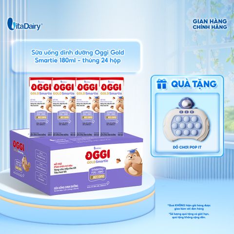  [THÙNG 24 HỘP] Sữa uống dinh dưỡng Oggi Gold Smartie phát triển trí não, hỗ trợ hấp thu - Hộp 180ml 