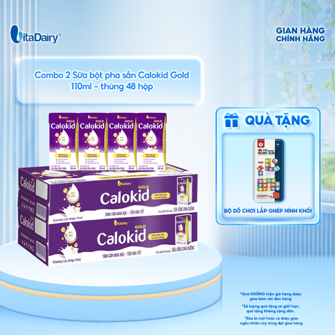  [COMBO 2 THÙNG 48 HỘP] Thức uống dinh dưỡng Calokid Gold 110ml - Thơm ngon dễ uống, Bé thích mê 