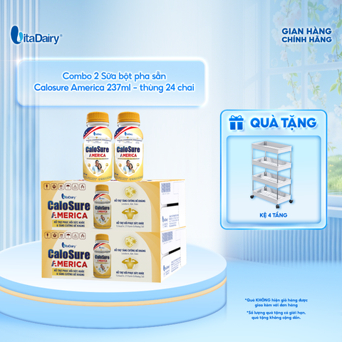  [COMBO 2 THÙNG] Sữa bột pha sẵn Calosure America - thùng 24 chai 237ml - VitaDairy 