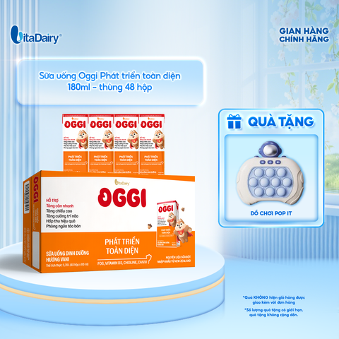  Sữa uống dinh dưỡng Oggi Phát triển toàn diện 180ml - Thùng 48 hộp - VitaDairy 
