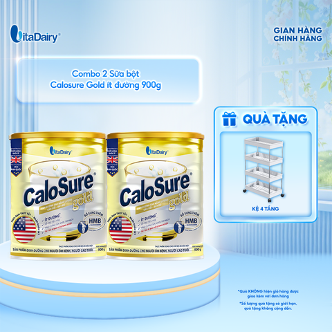  [COMBO 2 LON] Sữa bột CaloSure Gold ít đường 900g - Bổ sung năng lượng, giúp tiêu hoá khoẻ, hỗ trợ xương khớp khoẻ 