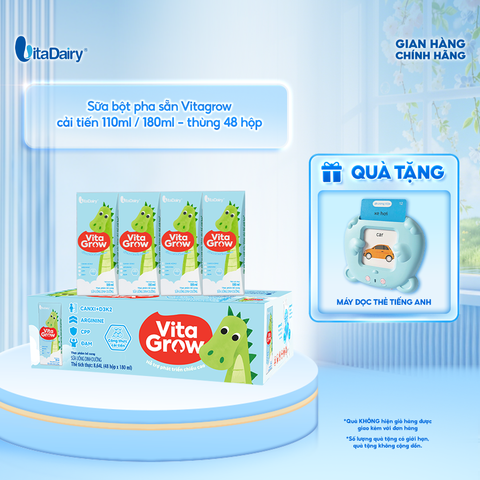  Sữa uống dinh dưỡng Vitagrow cải tiến 180ml - Thùng 48 hộp 