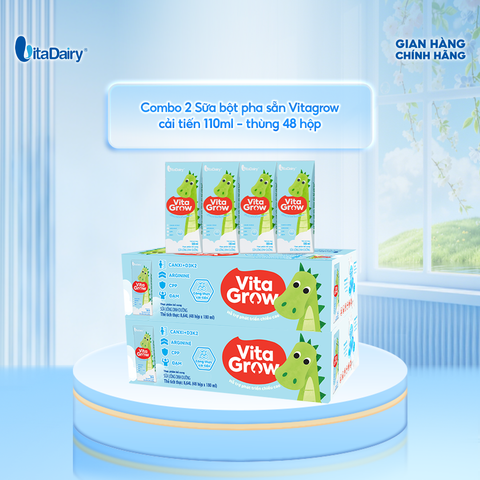  [COMBO 2 THÙNG 48 HỘP] Sữa uống dinh dưỡng Vitagrow cải tiến 110ml - Bổ sung năng lượng, Thơm ngon dễ uống 