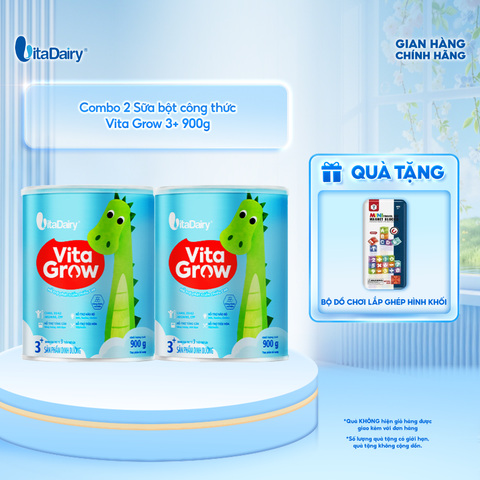  [COMBO 2 LON] Sữa bột VitaGrow cải tiến 3+ cho trẻ trên 3 tuỏi - Bổ sung năng lượng, giúp phát triển chiều cao - Lon 900g 