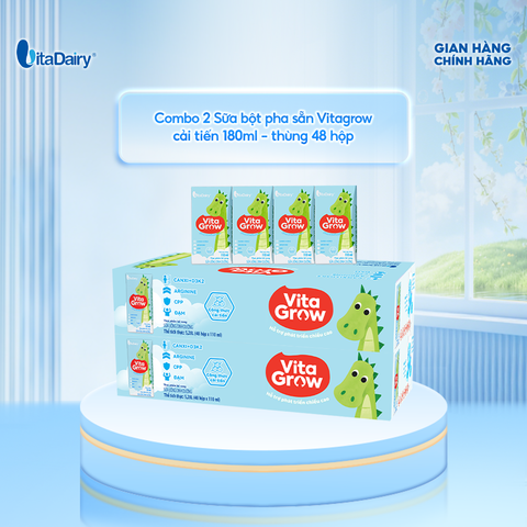 [COMBO 2 THÙNG 48 HỘP] Sữa uống dinh dưỡng Vitagrow cải tiến 180ml - Bổ sung năng lượng, Thơm ngon dễ uống 
