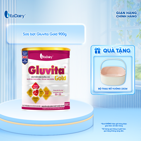  Sữa bột Gluvita Gold dành cho người tiểu đường - Giúp kiểm soát đường huyết - Lon 900g 