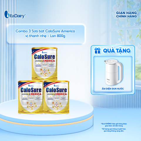  [COMBO 3 LON] Sữa bột CaloSure America vị thanh nhẹ 800g - Bổ sung năng lượng, giúp tiêu hoá khoẻ, hỗ trợ xương khớp khoẻ 