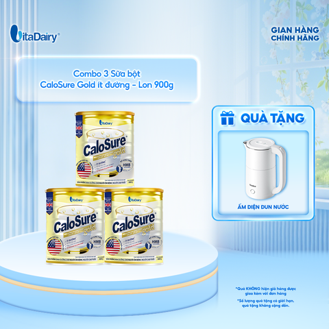  [COMBO 3 LON] Sữa bột CaloSure Gold ít đường 900g - Bổ sung năng lượng, giúp tiêu hoá khoẻ, hỗ trợ xương khớp khoẻ 