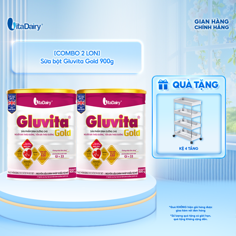  [COMBO 2 LON] Sữa bột Gluvita Gold dành cho người tiểu đường - Giúp kiểm soát đường huyết - Lon 900g 