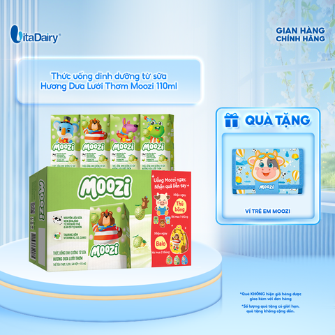  Thức uống dinh dưỡng từ sữa Hương Dưa Lưới Thơm Moozi 110ml - thùng 48 hộp 