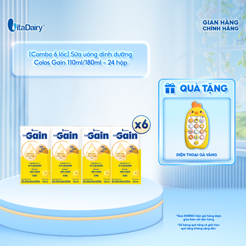  [COMBO 6 LỐC - 24 HỘP] Sữa uống dinh dưỡng Colos Gain 110ml/180ml cải tiến - Hỗ trợ tăng cân, giúp tăng cường đề kháng 