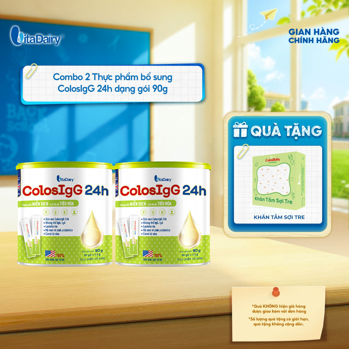  [COMBO 2 LON] Thực phẩm bổ sung ColosIgG 24h 90g - VitaDairy 