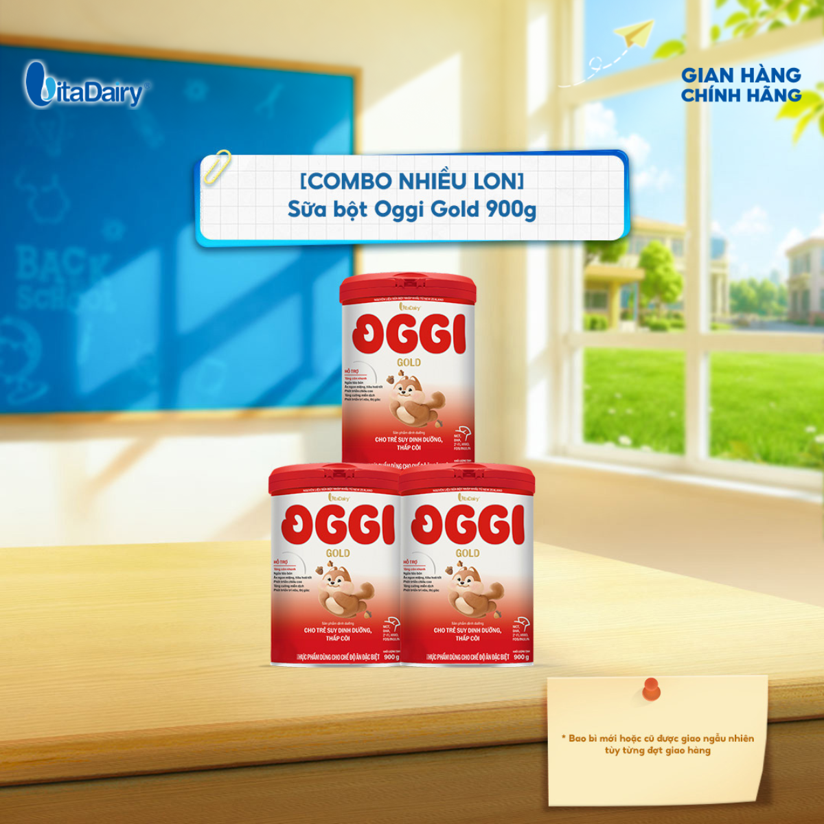  [COMBO 3 LON] Sữa bột Oggi Gold giúp bé suy dinh dưỡng, thấp còi - Hỗ trợ tăng cân nhanh, tiêu hoá tốt, ngừa táo bón - Lon 900 