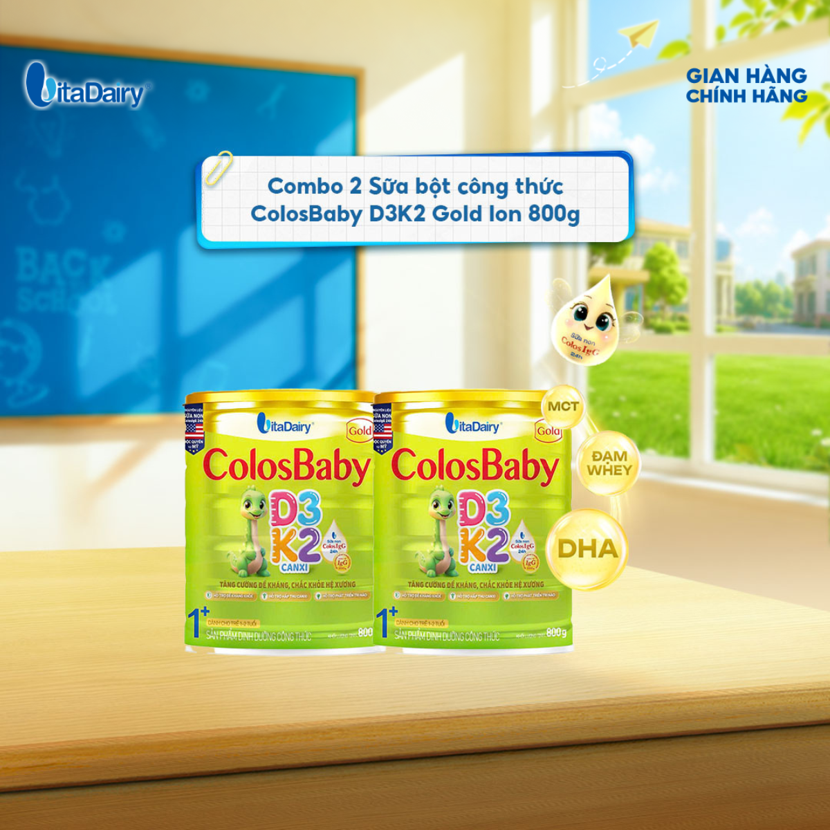  [COMBO 2 LON] SPDD công thức Colosbaby Gold D3K2 1+ 800g 