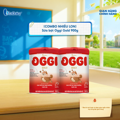  [COMBO 2 LON] Sữa bột Oggi Gold giúp bé suy dinh dưỡng, thấp còi - Hỗ trợ tăng cân nhanh, tiêu hoá tốt, ngừa táo bón - Lon 900 