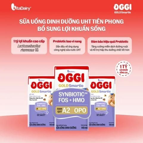  [COMBO 2 THÙNG 24 HỘP] Sữa uống dinh dưỡng Oggi Gold Smartie phát triển trí não, hỗ trợ hấp thu - Hộp 110ml/180ml 