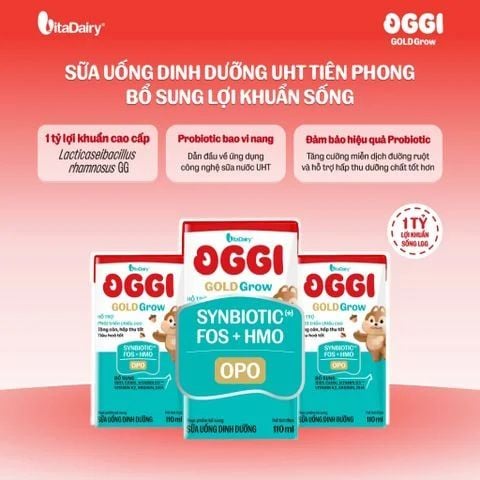  [COMBO 2 THÙNG 24 HỘP] Sữa uống dinh dưỡng Oggi Gold Grow phát triển chiều cao, hỗ trợ hấp thu - Hộp 110ml/180ml 