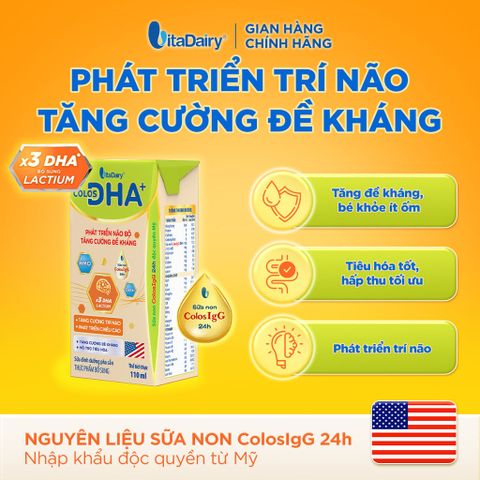  Sữa uống dinh dưỡng Colos DHA+ 110ml - Thùng 48 hộp - VitaDairy 
