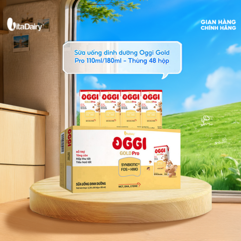  [THÙNG 48 HỘP] Sữa uống dinh dưỡng Oggi Gold Pro - hỗ trợ tối ưu hấp thu, hỗ trợ tăng cân - Hộp 180ml 