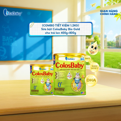  [COMBO 1.2KG TIẾT KIỆM] SPDD công thức Colosbaby Gold D3K2 0+, Lon 400g + 800g 