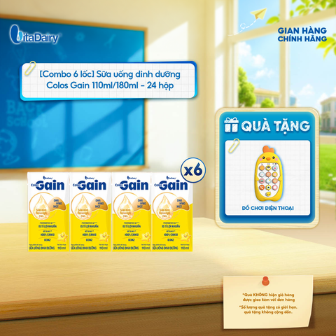  [COMBO 6 LỐC - 24 HỘP] Sữa uống dinh dưỡng Colos Gain 110ml/180ml cải tiến - Hỗ trợ tăng cân, giúp tăng cường đề kháng 