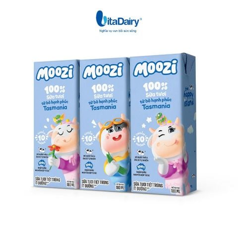  [QUÀ TẶNG KHÔNG BÁN] Lốc sữa tươi tiệt trùng Moozi ít đường 180ml - Vitadairy 
