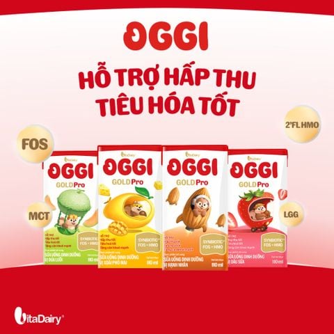  [THÙNG 24 HỘP] Sữa uống dinh dưỡng Oggi Gold Pro Nhiều Vị hỗ trợ hấp thu, tiêu hóa 