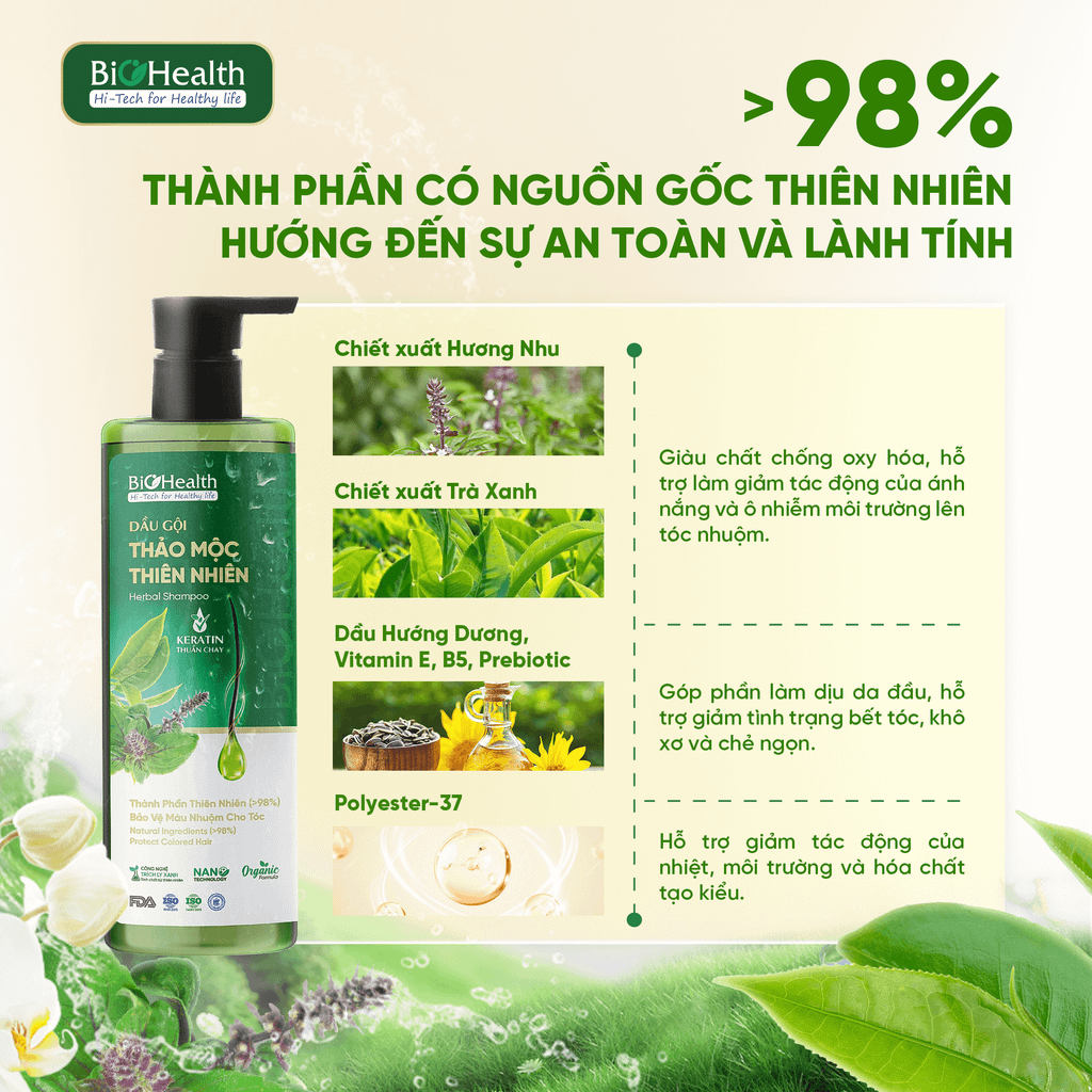 Combo Biohealth Bộ Đôi Bảo Vệ & Suôn Mượt dành cho tóc nhuộm (Dầu gội thảo mộc thiên nhiên 290ml + Dầu xả thảo mộc thiên nhiên 150ml)