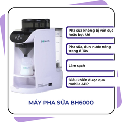 Máy Pha Sữa Bột Tự Động Biohealth BH6000 Pha Sữa Bột Nhanh Chỉ 10s, Không Vón Cục, Có App Mobile Điều Khiển Từ Xa