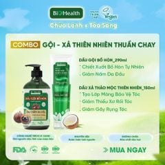 Combo Gội Xả Giảm Nấm & Giảm Rụng BioHealth (Dầu Gội Bồ Hòn 290ml + Dầu Xả Thảo Mộc 150ml)