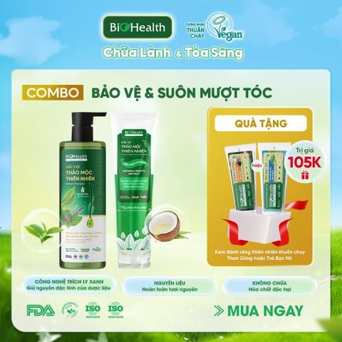 Combo Biohealth Bộ Đôi Bảo Vệ & Suôn Mượt dành cho tóc nhuộm (Dầu gội thảo mộc thiên nhiên 290ml + Dầu xả thảo mộc thiên nhiên 150ml)