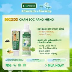 Combo Chăm Sóc Răng Miệng Thiên Nhiên BioHealth (KĐR Than Gừng 70g + Nước súc miệng Lá trầu không 250ml)