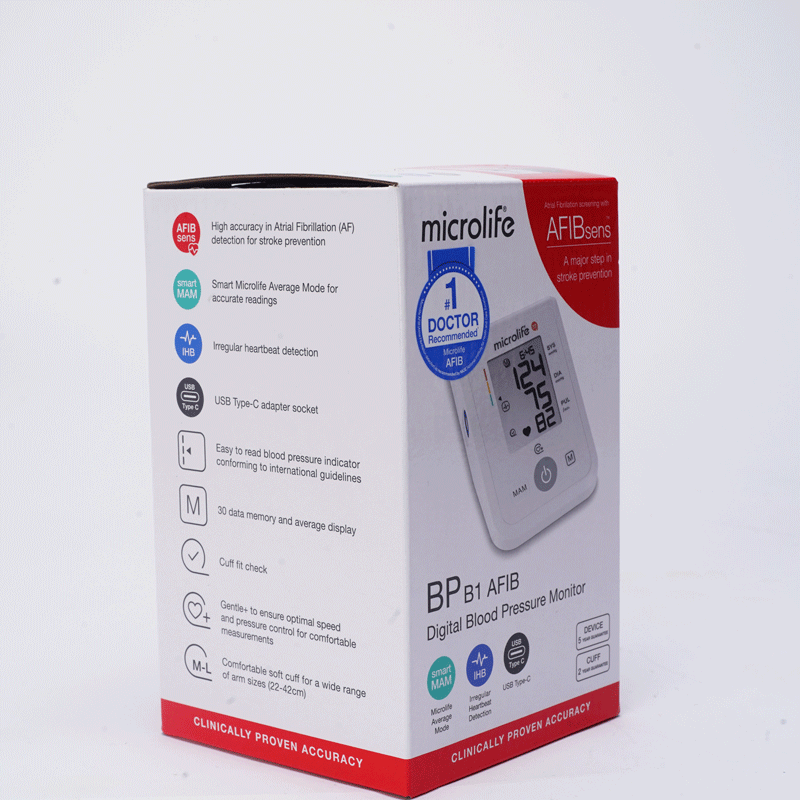 MÁY ĐO HUYẾT ÁP MICROLIFE BP B1 AFIB CẢNH BÁO ĐỘT QUỴ, RỐI LOẠN NHỊP TIM