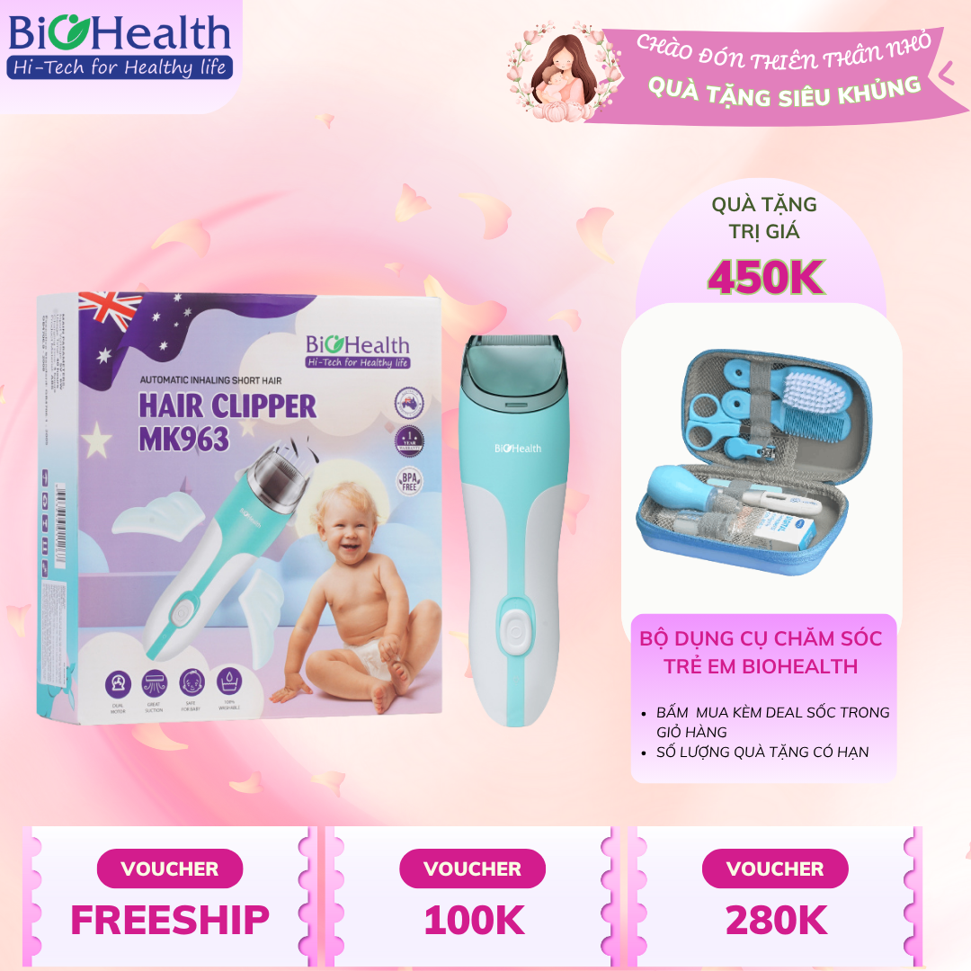 Tông Đơ Cắt & Hút Tóc Trẻ Em Biohealth MK963