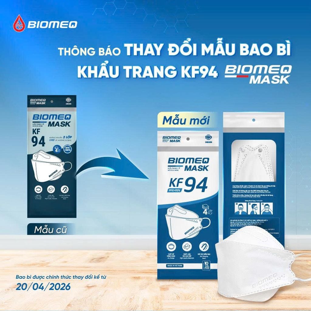 Khẩu trang KF94 BIOMEQ MASK+  TÚI 10 CÁI