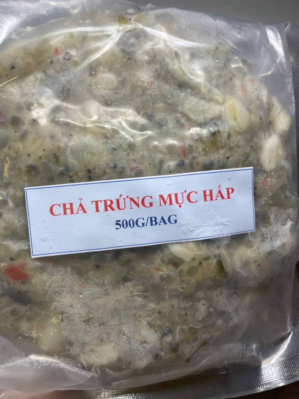 chả trứng mực hấp 