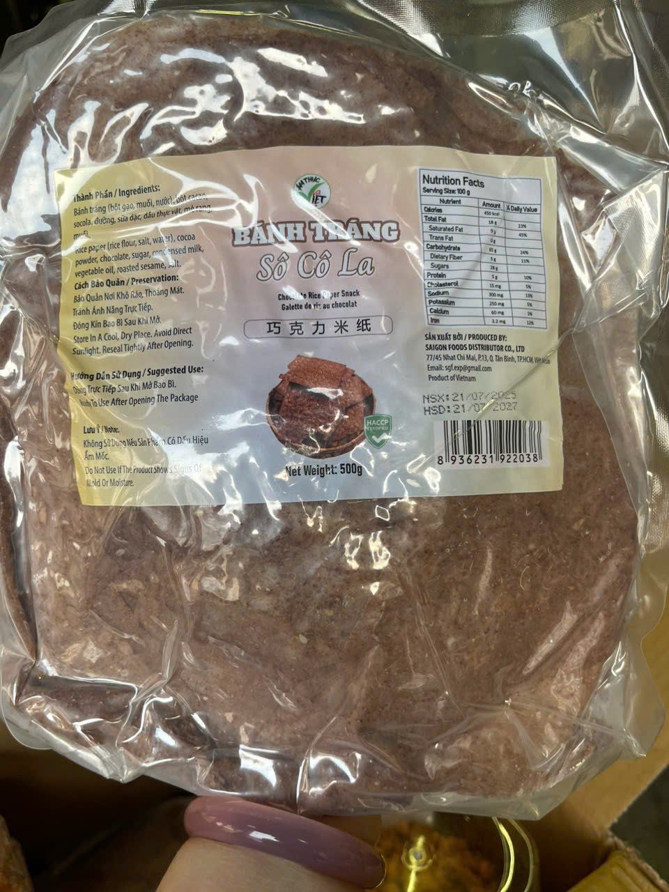  bánh tráng miếng soccola 