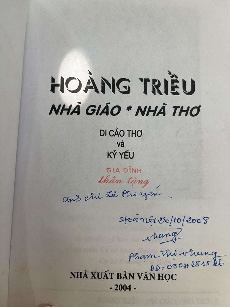  Hoàng Triều Nhà Giáo. Nhà Thơ Di Cảo Thơ Và Kỷ Yếu 