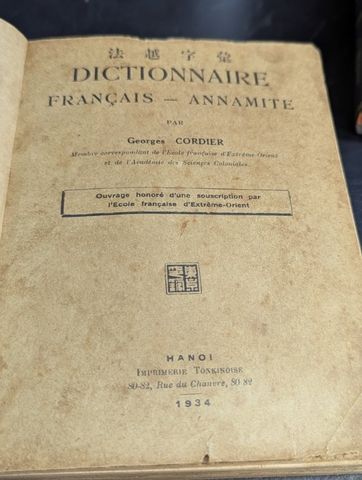 Dictionnaire Francais - Annamite - Georges Cordier