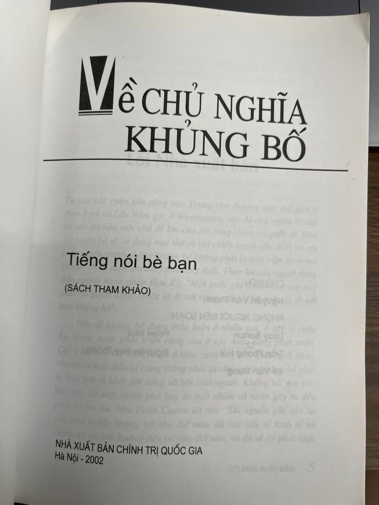  Về Chủ Nghĩa Khủng Bố 
