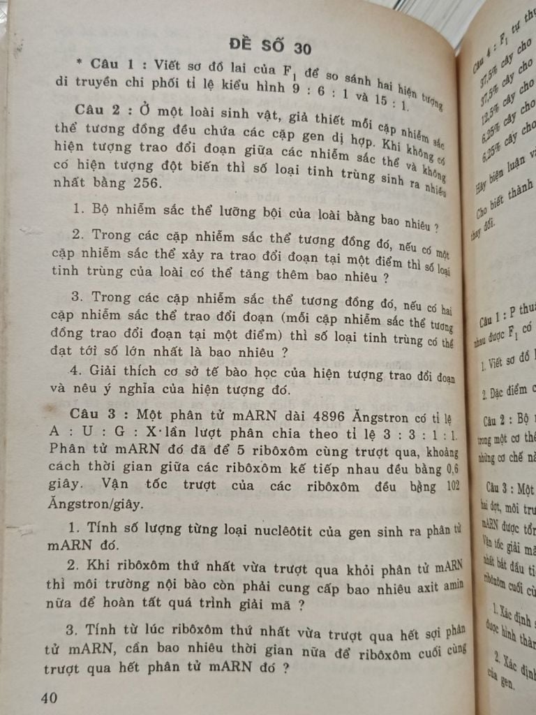  Đề Thi Tuyển Sinh Vào Các Trường Đại Học, Cao Đẳng và Trung Học Chuyên Nghiệp Môn Sinh Học 