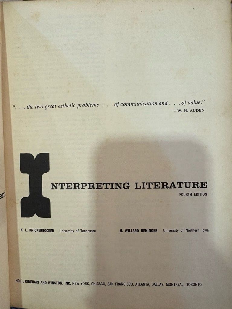  Interpreting Literature - Knickerbocker / Reninger 