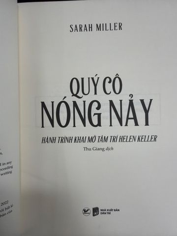  Quý Cô Nóng Nảy: Hành Trình Khai Mở Tâm Trí Helen Keller – Sarah Miller 