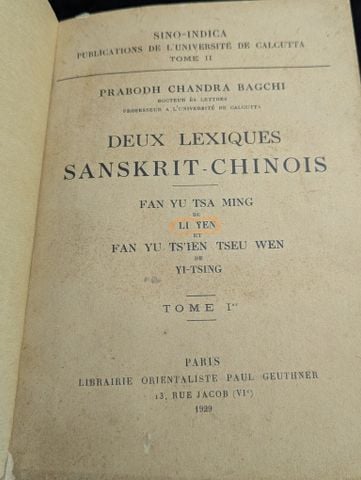  Deux lexiques sanskrit - chinois - Prabodh Chandra bagchi xuất bản 1929 -1937 trọn bộ 