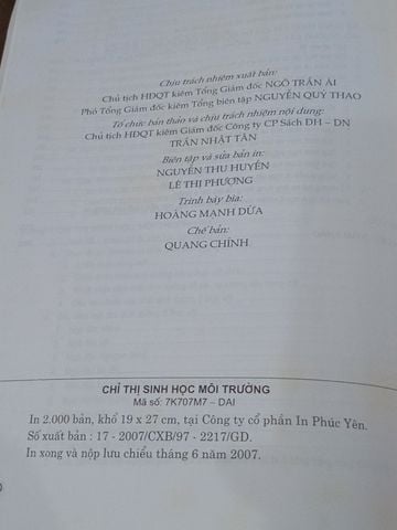  Chỉ Thị Sinh Học Môi Trường 