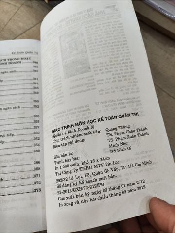 Giáo Trình Môn Học Kế Toán Quản Trị – Ts. Phạm Châu Thành, Ts. Phạm Xuân Thành 
