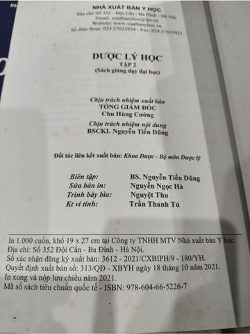  Dược Lý Học Tập 2 